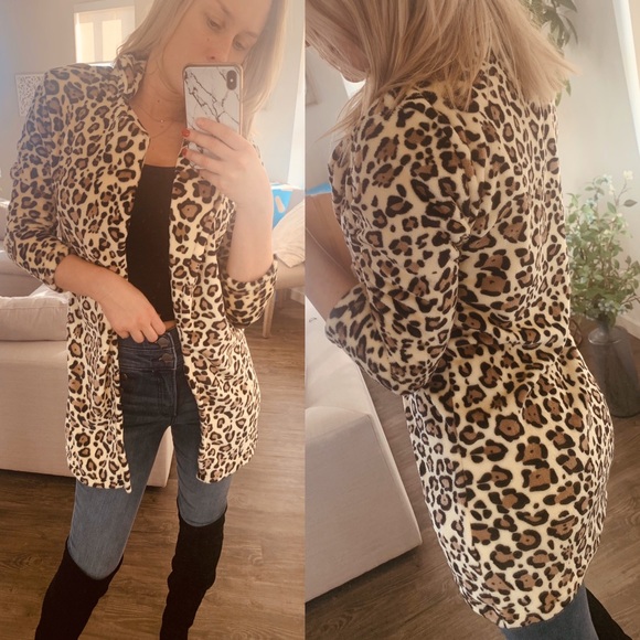 Fuzzy Warm Cheetah Cardigan Coat - Picture 2 of 3